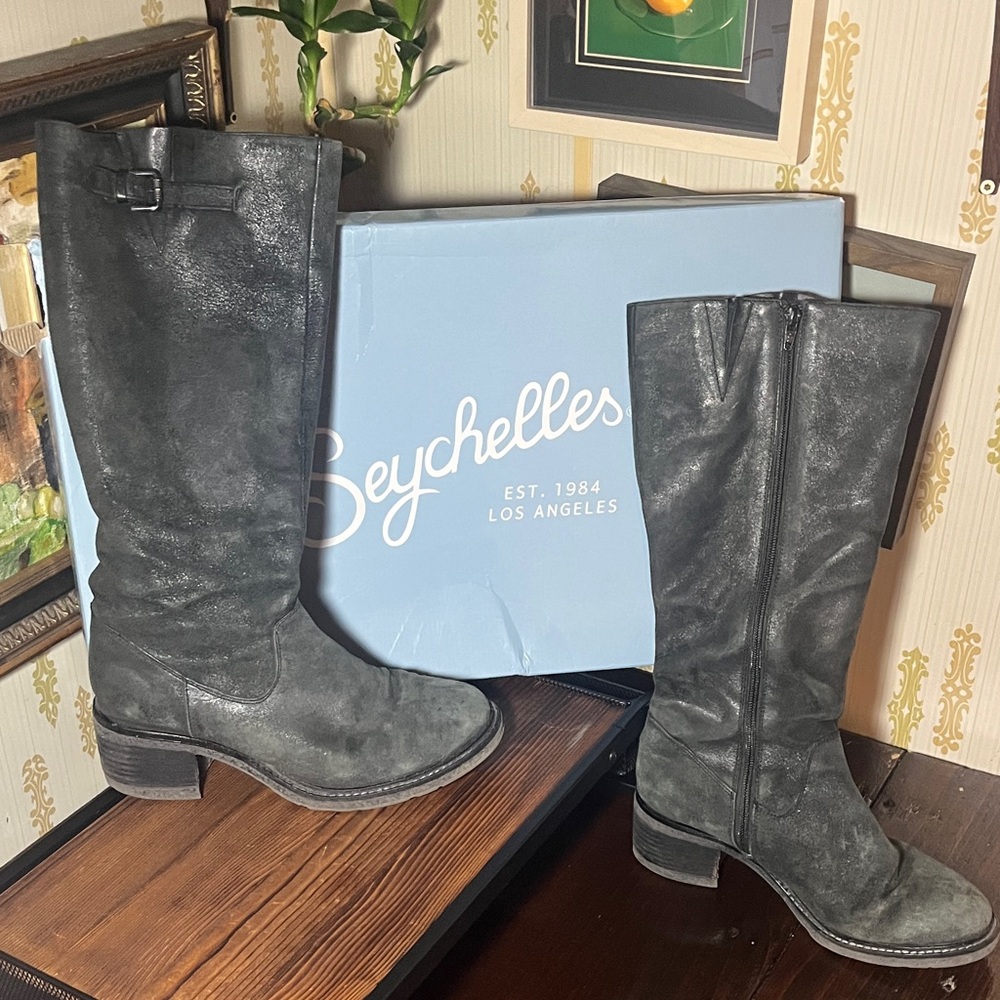 Seychelles Charcoal suede Leather Tall Boots